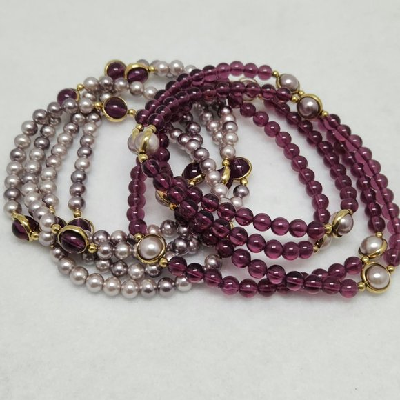 2 Purple Beaded Necklace #285 - Picture 9 of 12